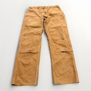 Carhartt Mens Brown Duck Canvas Double Knee Carpenter Work Pants 42x36 B01 BRN